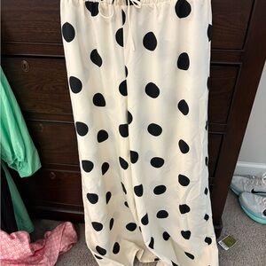 Polka Dot Wide-Leg Pants